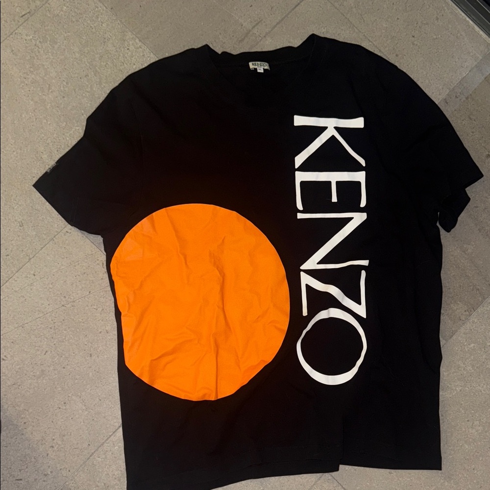 Kenzo Black Tee with Vibrant Orange Accent